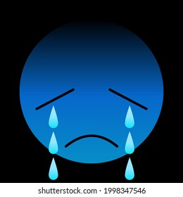 Sad emotional face in blue with teardrop 10