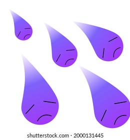 Sad emotional face in purple with teardrop 