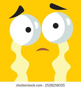 
Sad Emotional Face Vector Cartoon Background Design. Tragic facial expression of an upset character 
