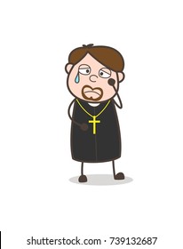 Sad Emotional Priest Face Vector