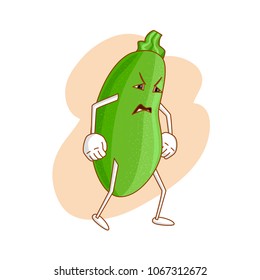 Sad emotional vegetable in cartoon style with outlines
