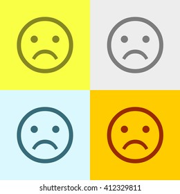 Sad Emotions Icon on Four Different Backgrounds. Eps-10.