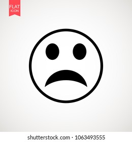 Sad emotions logo icon. Sad smile face logo vector illustration in trendy flat style on white background.