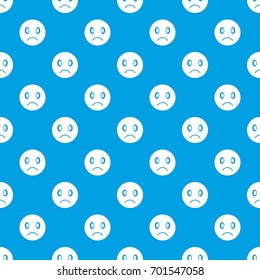 Sad emotpattern repeat seamless in blue color for any design. Vector geometric illustration