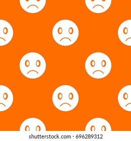 Sad emotpattern repeat seamless in orange color for any design. Vector geometric illustration