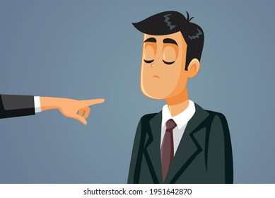 Sad Employee Being Fired Vector Illustration. Office worker being layer of from corporate job during economic recession becoming unemployed
