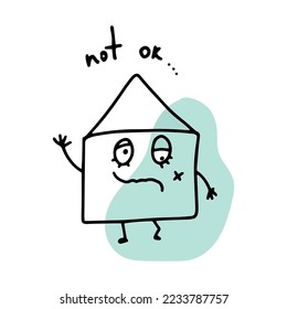 A sad envelope with a color stain. Blank for sticker set with emotions. Isolated vector image.