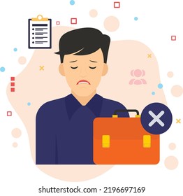 Sad Executive Dismissed Vector Color Icon Design, Hrm Symbol, Layoff Sign, Business Character Stock Illustration, Jobless Person Concept, Hr Sign