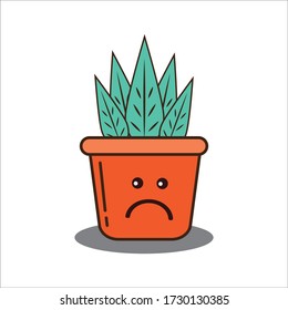 Sad Expression of Decoration Plant Vector Design
