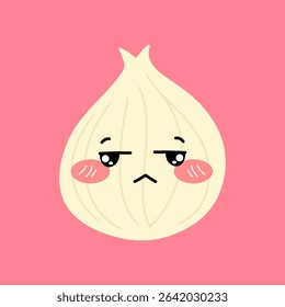 Sad expression face baby onion illustration