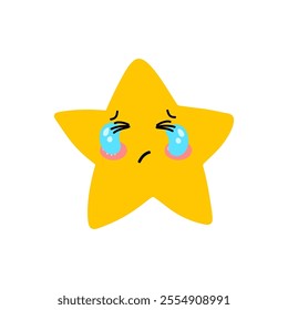 sad expression face star emoticon design