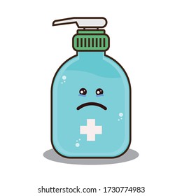 Sad Expression of Hand Sanitizer for kill Virus Vector Design