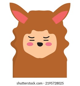 Sad Expression Head Llama funny cartoon vector