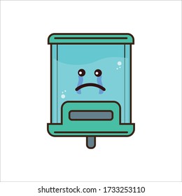 Triste expresión del diseño del vector dispensador de jabón