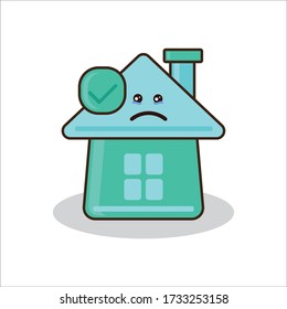 Sad Expression of Stay at Home Icon Vector Design