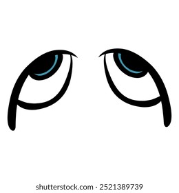Desenho de desenho animado de olhos tristes. Perfeito para adesivos, ícones, logotipos, tatuagens