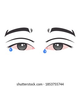 Sad eye cartoon style. Easy to edit with vector file. Can use for all your graphic design content.