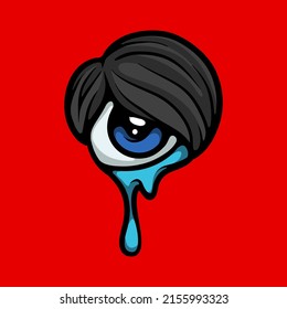 Sad eye character cartoon vector illustration