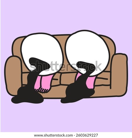 Sad Eyes Crying On The Sofa Concept Cartoon Character illustration