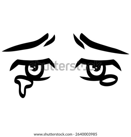 Sad Eyes Gazing Upward Vector Illustration Drawing Icon