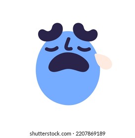 Sad face avatar crying. Abstract upset emoticon weeping, shedding tears in grief, sorrow. Unhappy emoji with emotion of desperation. Flat graphic vector illustration isolated on white background
