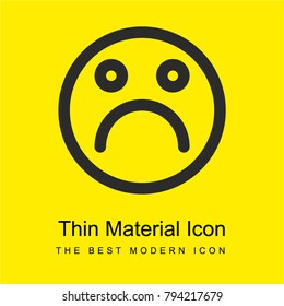 Sad face bright yellow material minimal icon or logo design