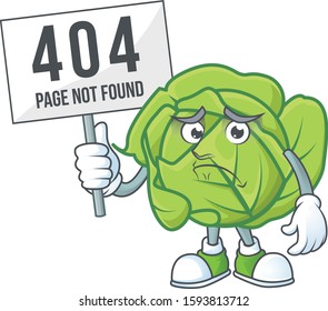 sad face cartoon character cabbage raised up a board