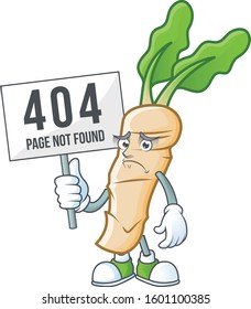 sad face cartoon character horseradish raised up a board