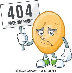 sad face cartoon character potato raised up a board