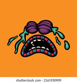 Sad face cartoon vector illustration