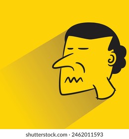 sad face character with shadow on yellow background