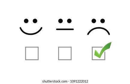 sad face check mark selection illustration options graphics. isolated over white