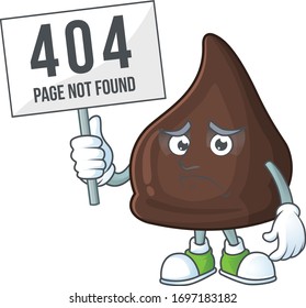 Sad face of chocolate conitos cartoon character raised up 404 boards