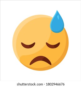 Sad Face with Cold Sweat Expression Mood Emoji