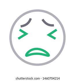 sad face colour line vector icon