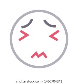 sad face colour line vector icon