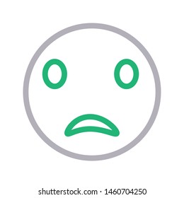 sad face colour line vector icon
