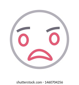 sad face colour line vector icon