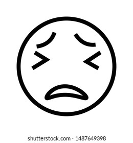 sad face colour line vector icon