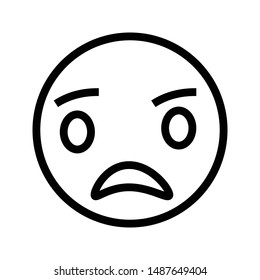 sad face colour line vector icon