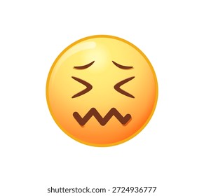 Cara triste emoji Ilustración vectorial angustiada. Icono de emoji de cara confusa. Triste, elemento popular que representa confusión y frustración, frecuentemente utilizado en medios sociales. Emoticono de confusión