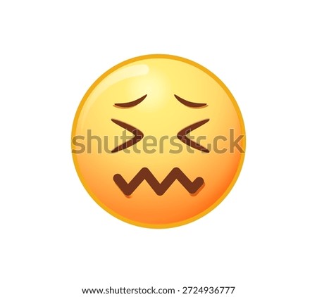 Sad face emoji distraught vector illustration. Confounded face emoji icon. Sad, popular element representing confusion and frustration, frequently used in social media. Emoticon of confusion