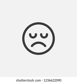 Sad face emoji icon vector. Depressed face emoticon symbol. Linear style sign for mobile concept and web design. Stressed face symbol illustration. Pixel vector graphics - Vector.
,
