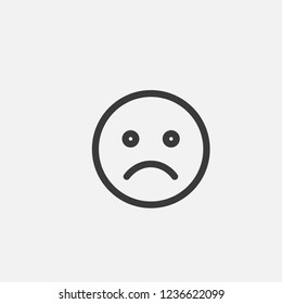 Sad face emoji icon vector. Sad face emoticon symbol. Linear style sign for mobile concept and web design. Sad face symbol illustration. Pixel vector graphics - Vector.
