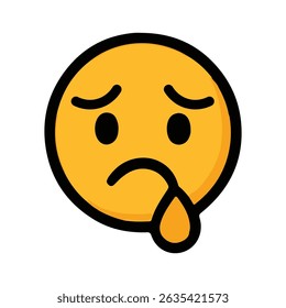 Sad Face Emoji Icon – Yellow Sad Expression Symbol