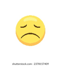 Sad Face Emoji Logo Icon in Pixel Art