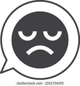 sad face emoji on text box illustration in minimal style isolated on background