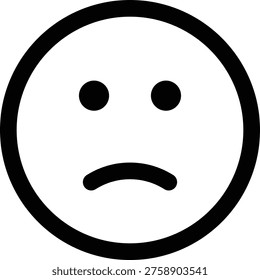 Sad face emoticon with circle outline and downturned mouth expression