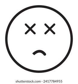 sad face emoticon or emoji line art vector icon for apps and websites. Replaceable vector design,eps10