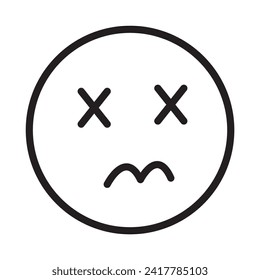 sad face emoticon or emoji line art vector icon for apps and websites. Replaceable vector design,eps10